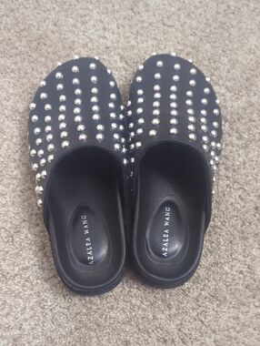 Azalea Wang Black Studded Clog Mules